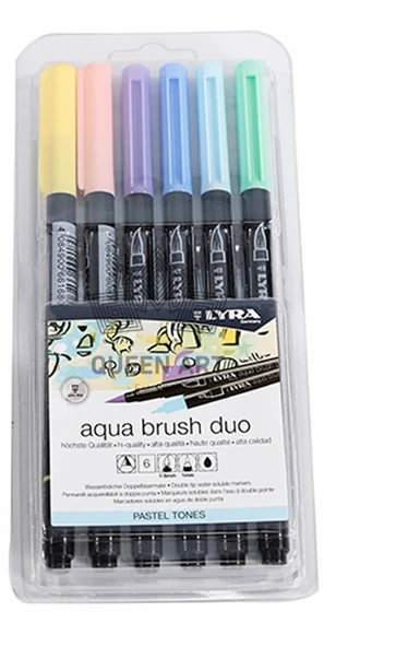 Lyra Aqua Brush Duo Çift Tarafli Firça Uçlu Kalem Seti 6 Renk Pastel Tone ürün görseli 1