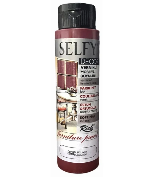 Rich Selfy Decor Vernikli Mobilya Boyasi 500 cc Burgundy ürün görseli 1