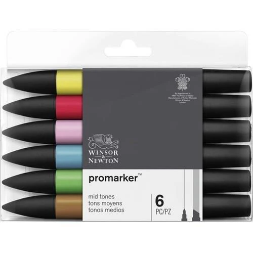 Winsor Newton Promarker Ara Tonlar Seti (6 renk ) ürün görseli 1