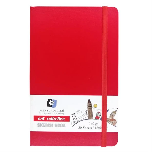 Alex Schoeller Art Collection Sketch Book Eskiz Defteri Kirmizi 140 g 13x21 cm 80 Yaprak-9284 ürün görseli 1