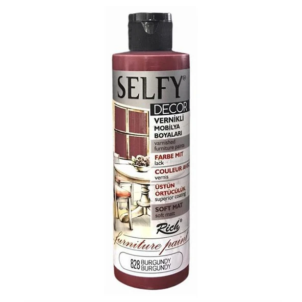 Rich Selfy Decor Vernikli Mobilya Boyasi 240 cc Burgundy ürün görseli 1