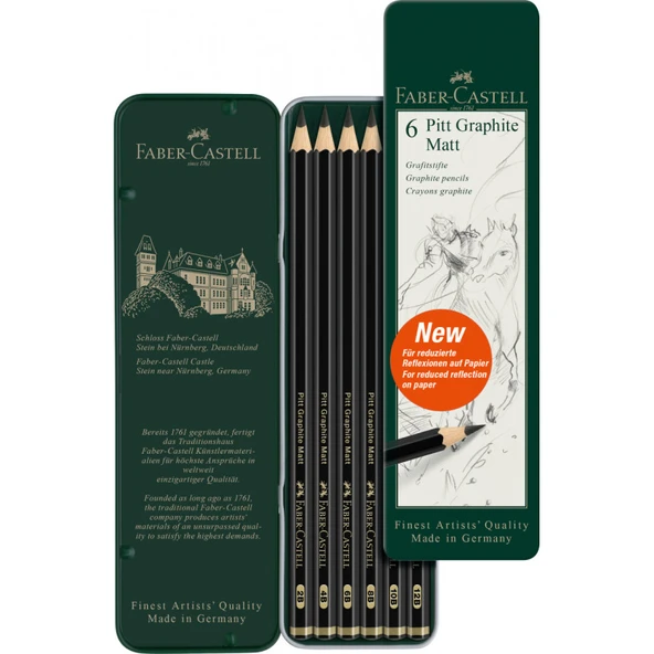 Faber Castell Pitt Graphite Matt Eskiz Karakalem Seti 6'li 115207 ürün görseli 1