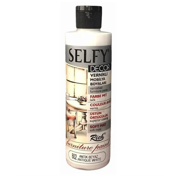 Rich Selfy Decor Vernikli Mobilya Boyasi 240 cc Antik Beyaz ürün görseli 1