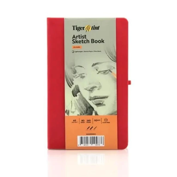 Tigertint Eskiz Defteri Sert Kapak 90gr. A5 80 Yaprak  Kirmizi ürün görseli 1