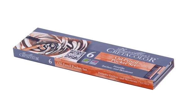 Cretacolor Oil Pencil Pocket Set Yagli Çizim Kalemleri 6'li Metal Kutu (400 07) ürün görseli 1
