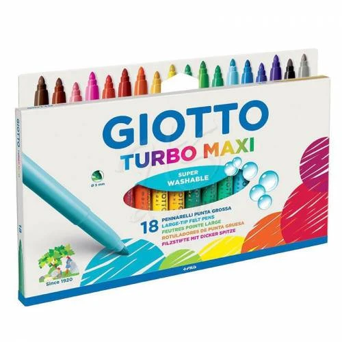 Giotto Turbo Maxi Kalin Uçlu Keçeli Boya Kalemi 18 Renk ürün görseli 1