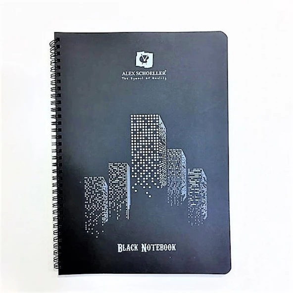 Alex Schoeller Black Notebook A4 Siyah Defter 120 gr. 60 yp. Spiralli ürün görseli 1