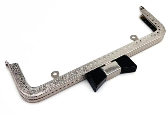 Angel Çanta Aksesuar 20 Cm Gümüş Siyah Kurdele Model  Çanta Klipsi, Çanta Bursu ürün görseli 1