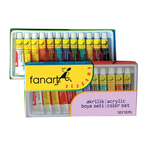 Fanart Academy Akrilik Boya Seti 12 Renk x 12 ml ürün görseli 1