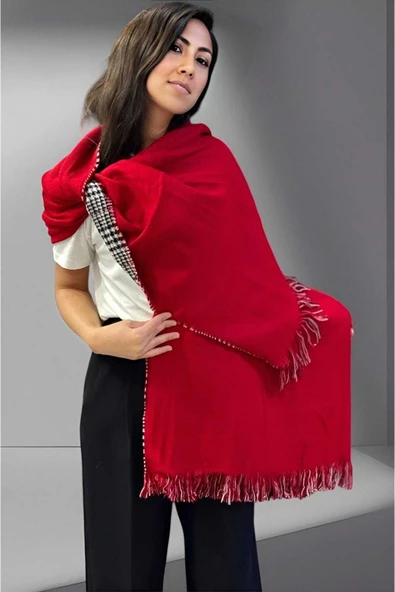 Kadın Çift Taraflı Düz Renk Yumuşak Dokulu Omuz Şalı Atkı  ( 70cm x 180cm ) ürün görseli 1