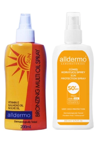 Alldermo Güneş Koruyucu Sprey 200 ml + Bronzing 200 ml Set ürün görseli 1