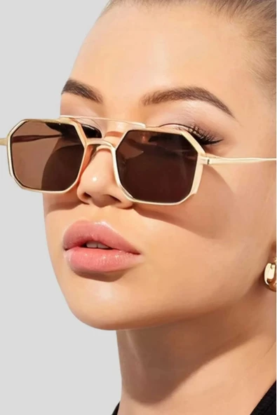 Kadın Steampunk Gigi Gold Metal Güneş Gözlüğü ürün görseli 1