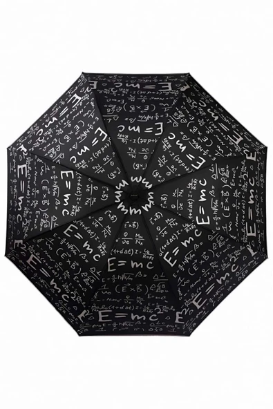 Matematik Formül Desenli Lüx Renkli Baskılı Rüzgara Dayanıklı 8 Telli Katlanabilir Manuel Şemsiye ürün görseli 1