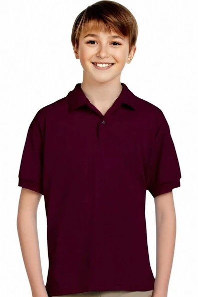Erkek Çocuk %100 Pamuklu Polo Yaka T-Shirt Günlük Ve Okul Uniforma Okul T-Shirt ürün görseli 1