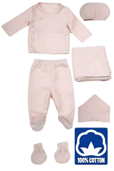 Bebek Yenidoğan Müslin Kumaş % 100 Organik Pamuklu Unisex Hastane Çıkışı 6'lı Set ürün görseli 1