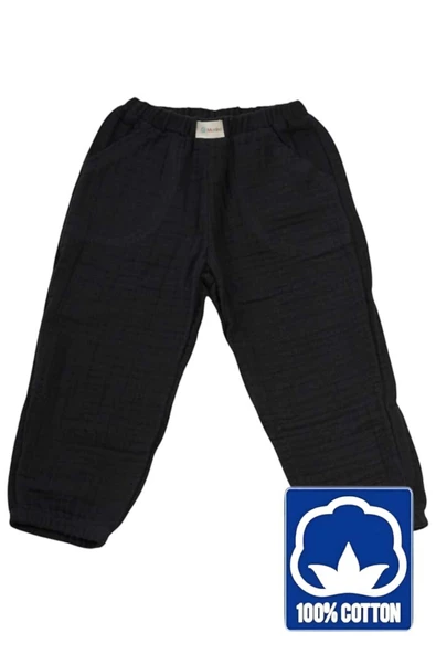Unisex 4 Kat Müslin Kumaş %100 Organik Pamuklu Çocuk Pantolon ürün görseli 1