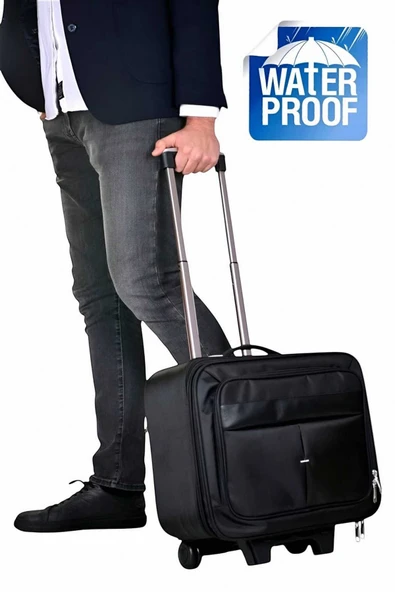 Çekçekli Orta Boy Lüx Kasalı Siyah Pilot, Evrak, Laptop, Notebook Çantası ürün görseli 1