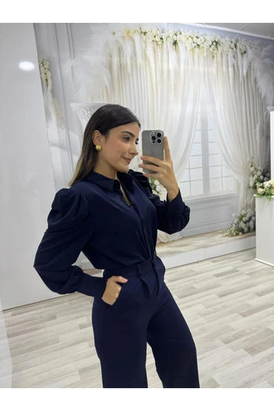 Vatkalı Klasik Gömlek - LACİVERT - Resim 2
