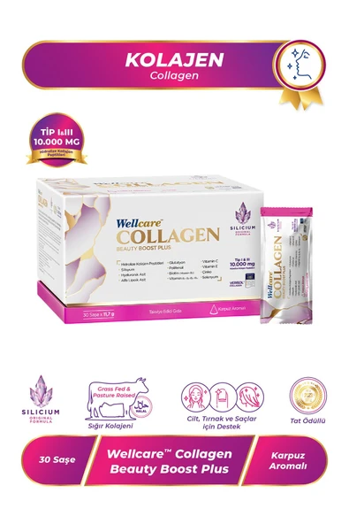 Wellcare Collagen Beauty Boost Plus Saşe Karpuz Aromalı 10.000 Mg - 30 Saşe ürün görseli 1