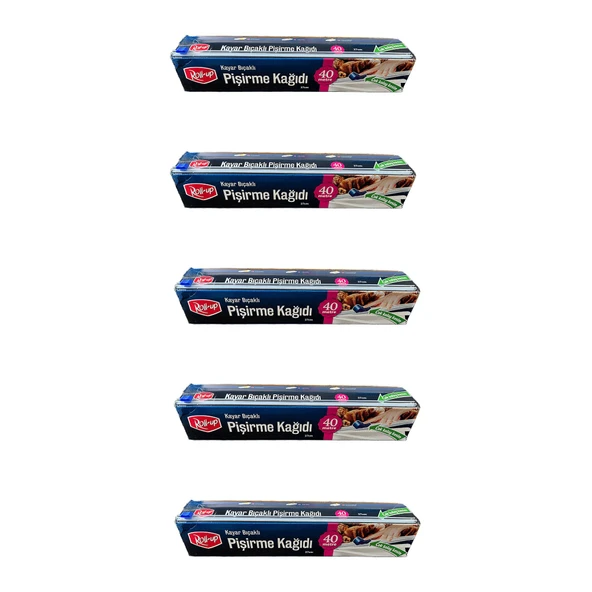 Roll-Up Kayar Bıçaklı Beyaz Yağlı Fırın Tepsi Pişirme Kızartma Kağıdı - 37 Cm. x 40 Metre - 5 Adet ürün görseli 1