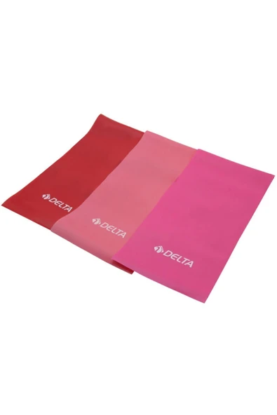 DELTA  3 'lü Pilates Bandı 120 Cm x 15 Cm Egzersiz Direnç Lastiği (Uç Kısmı Açık) ürün görseli 1