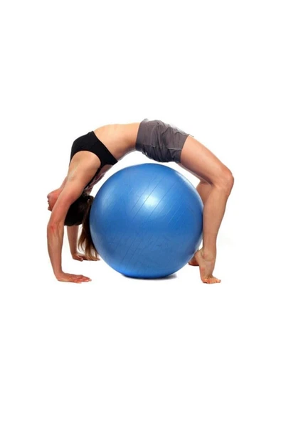 SLİPT 65 Cm Mavi Pilates Topu Yoga Plates Egzersiz Topu Ball + Şişirme Pompası Seti ürün görseli 1