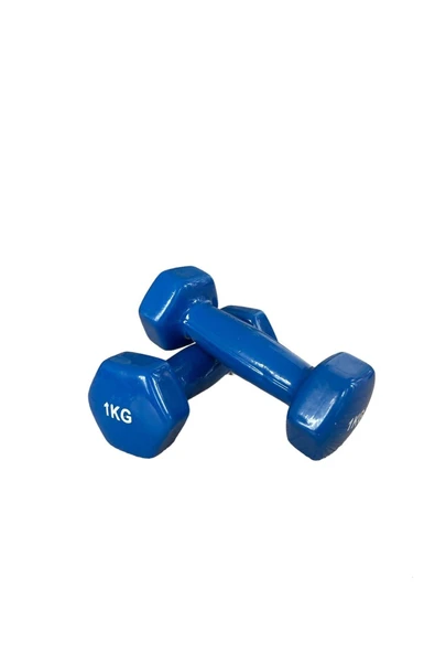CKSPOR   1 kg X 2 Adet Köşeli Vinly Dambıl Seti Kaymaz Özel Kaplama İthal Ergonomik Dambıl ürün görseli 1