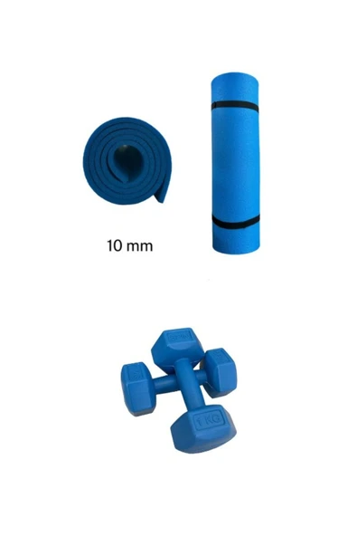 CKSPOR DS1 Dambıl Seti 10 MM Pilates Matı Ve 1 Kg Dambıl Set Pilates Egzersiz  Seti ürün görseli 1
