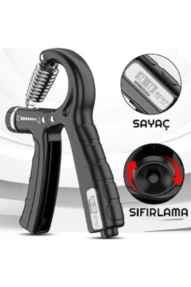 DOĞAN SPOR Siyah Sertlik Ayarlı El Yayı Ayarlanabilir Bilek Kas Güçlendirme Sayaçlı (5kg-60kg) ürün görseli 1