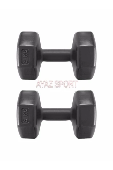 AYAZ SPORT 3x2 Dambıl Siyah Set Dumbell Toplam 6 Kg ürün görseli 1