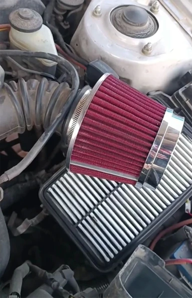 Toyota Corolla ae101 Efsane Kasa Açık Hava Filtresi Krom Başlı Kırmızı ürün görseli 1