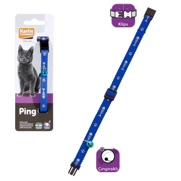Karlıe Kedi Tasması Çıng. 30cm Mavi ürün görseli 1