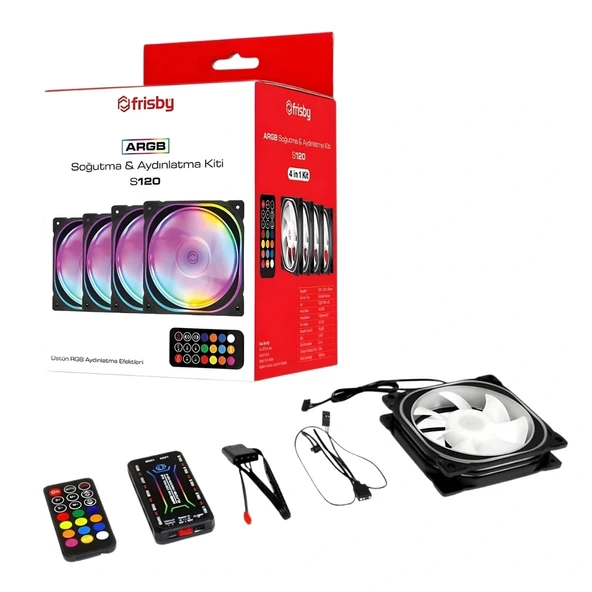 Frisby FCL-F1274C 4 x 120MM Argb 4'lü Fan Seti Kit Sessiz Rgb Kasa Fanı ürün görseli 1