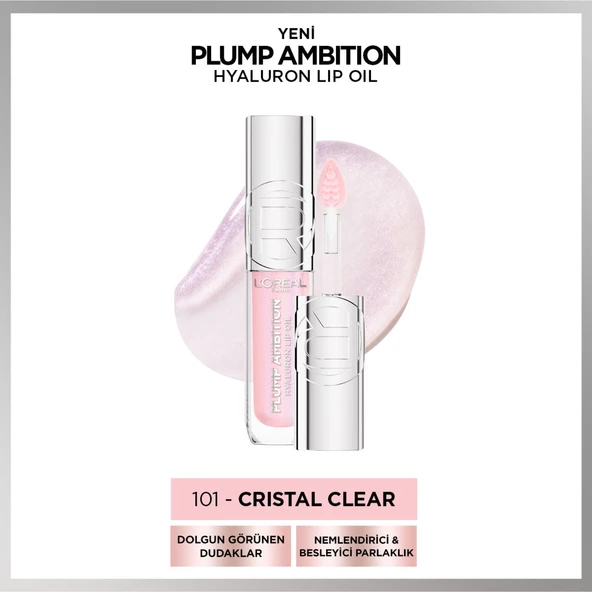 L'Oréal Paris Plump Ambition Hyaluron Lip Oil Besleyici ve Nemlendirici Dudak Parlatıcısı - 101 Cristal Clear ürün görseli 1
