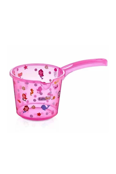 BABYJEM Bebek Banyo Maşrapası Şeffaf Desenli Pembe ürün görseli 1
