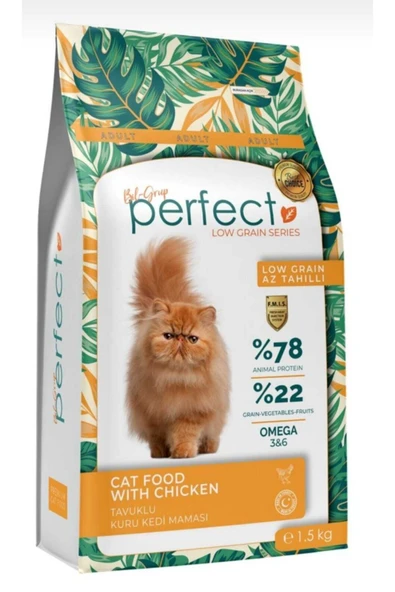 PERFECT Az Tahıllı Yetişkin Tavuklu Kedi Maması 1.5 kg ürün görseli 1
