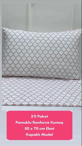 NİVEMESHOME GÜL KURUSU GEOMETRİK DESEN 2 Lİ YASTIK KILIFI KAPAKLI 50X70 ürün görseli 1