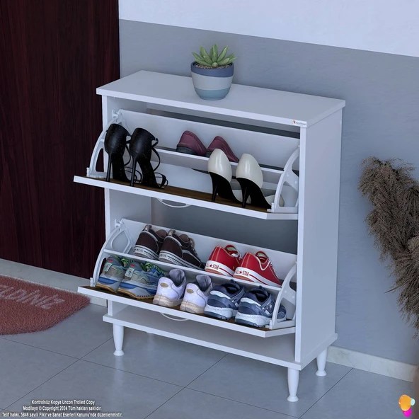 Modilayn UMAY Kapı Önü 72 x 90 x 25, 5 cm’ lik 2 Düşer Kapak 4 Göz Bölmeli Ayakkabılık ürün görseli 1