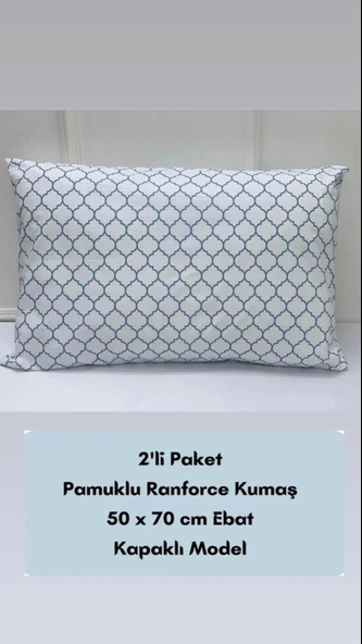 NİVEMESHOME MAVİ GEOMETRİK DESEN 2 Lİ YASTIK KILIFI KAPAKLI 50X70 ürün görseli 1