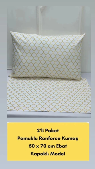 NİVEMESHOME SARI GEOMETRİK DESEN 2 Lİ YASTIK KILIFI KAPAKLI 50X70 ürün görseli 1
