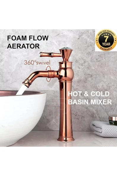 Banyo Çanak Lavabo Bataryası Rose Renk Taşlı Model 7 Yıl Garantili Ithal ürün görseli 1