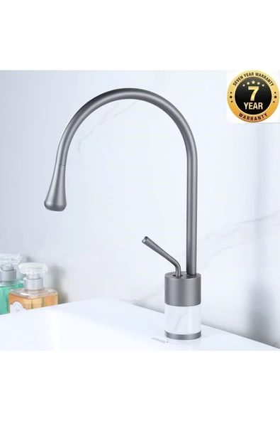 Banyo Lavabo Bataryası Antrasit Beyaz Mermerli Model Yeni Tasarım 7 Yıl Garantili İthal ürün görseli 1