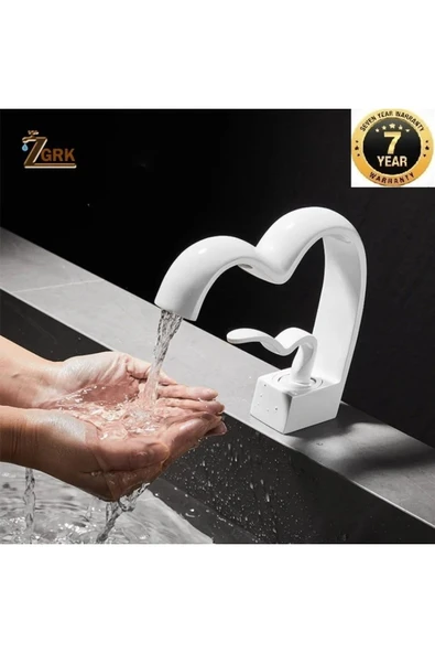 Banyo Lavabo Bataryası Beyaz Renk Şelale Kalp Yeni Tasarım 7 Yıl Garantili İthal ürün görseli 1