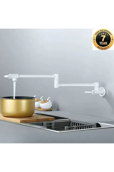 Mutfak Ocak Üstü Musluk Pot Yeni Model Beyaz Renk Ithal 7 Yıl Garantili ürün görseli 1