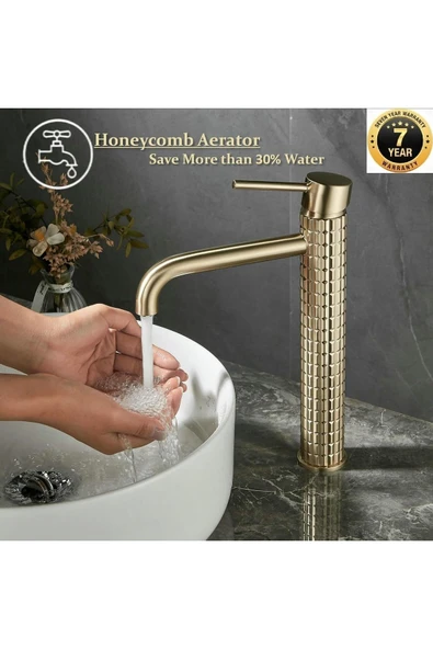 Banyo Çanak Lavabo Bataryası Mat Gold Renk Yeni Model 7 Yıl Garantili Ithal ürün görseli 1