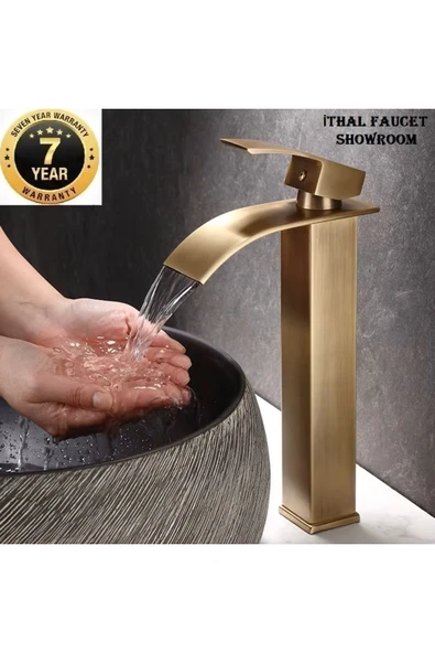 Banyo Çanak Lavabo Bataryası Antik Renk Şelale Model 7 Yıl Garantili Ithal ürün görseli 1
