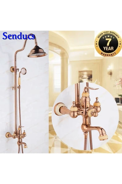 Banyo Bataryası ve Duş Seti Rose Özel Mermerli Seri Yeni Model 7 Yıl Garantili İthal ürün görseli 1
