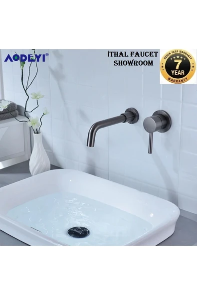 Banyo Ankastre Lavabo Bataryası Antrasit Renk Yeni Model Sıva Altı Dahil 7 Yıl Garanti İthal ürün görseli 1