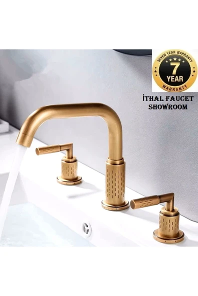 Banyo Lavabo Bataryası Ankastre Antik Renk  3'lü Set Yeni 7 Yıl Garantili İthal ürün görseli 1