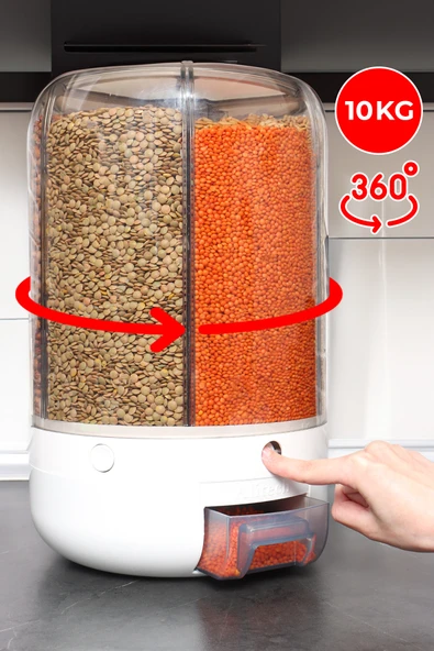 10 Kg Kapasiteli Gıda Ve Bakliyat, Organizeri 360 Derece Dönebilen ürün görseli 1
